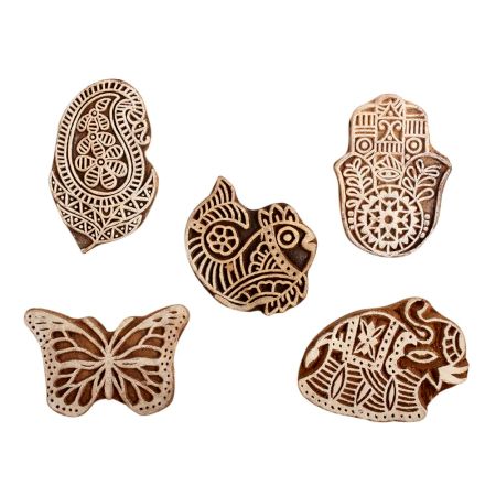 Set of 5 Piece New Mix Wooden Printing Block